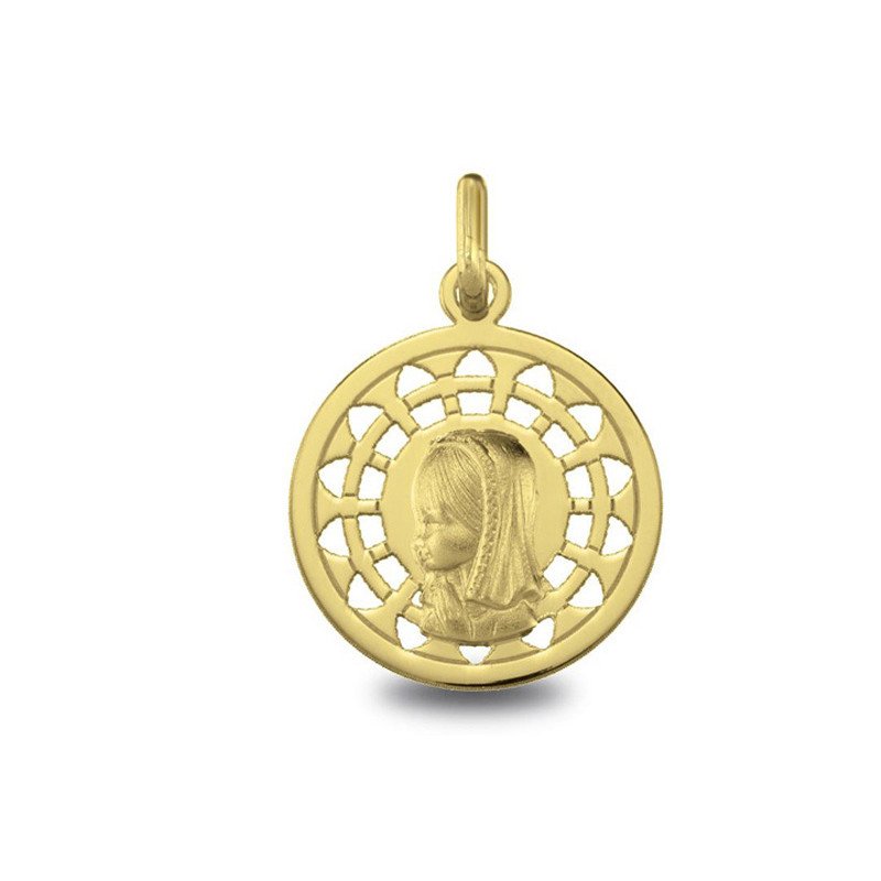 Médaille de baptême : Médaille Vierge jeune réf. 1820104 | Carat et Moi