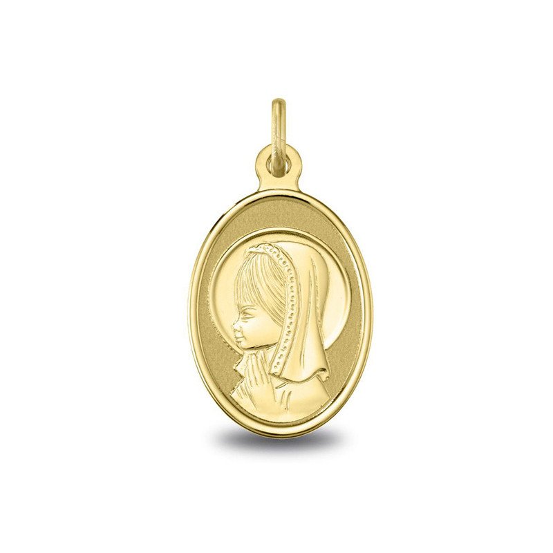 Médaille Vierge jeune aureolee personnalisable | Carat et Moi