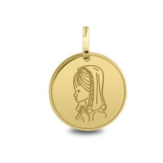 Médaille Vierge jeune priant, cadeau de communion | Carat et Moi