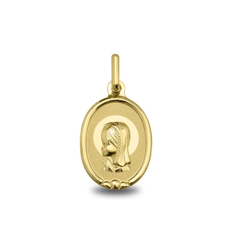 Médaille Vierge jeune aureolee pour bébé réf. 1904104 | Carat et Moi
