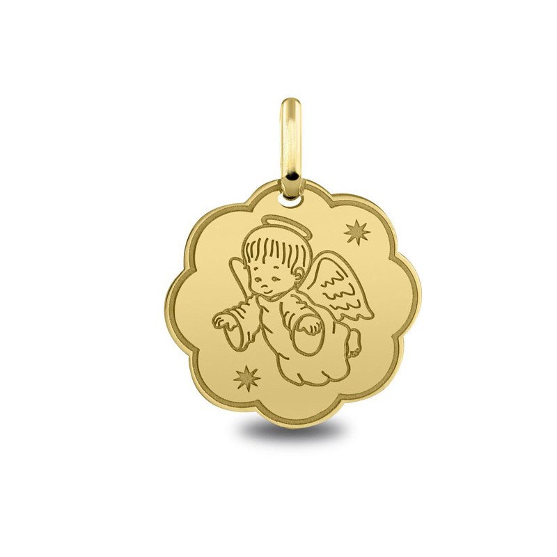 Médaille de baptême : Médaille Ange Étoiles | Carat et Moi