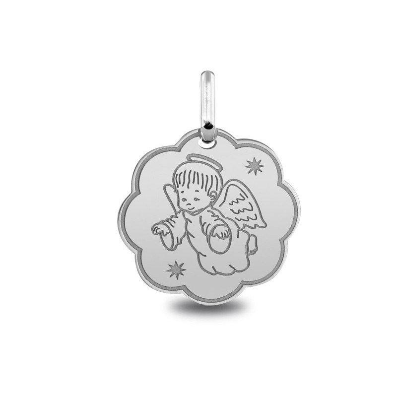 Médaille de baptême : Médaille Ange Étoiles | Carat et Moi